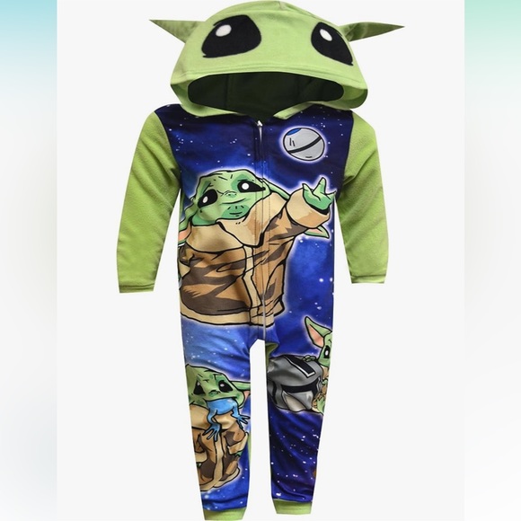 Star Wars Grogu Hooded Onesie Pajama Size 6 - Picture 1 of 5